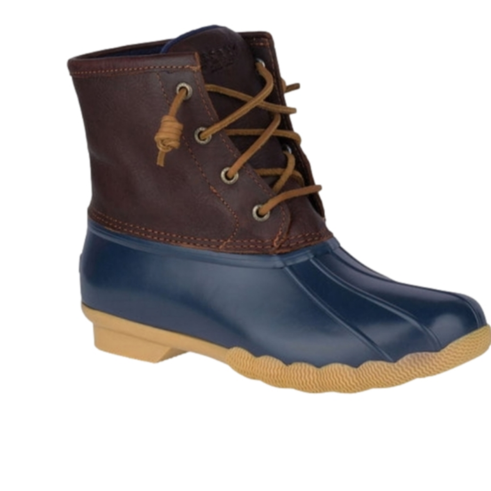 Sperry Topsider Salt Water Duck Boots Blue Brown Womens 6.5